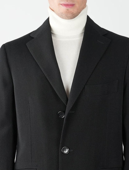 Cesare attolini juodos vilnos medvilnės paltas