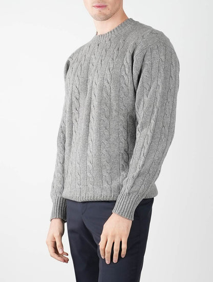 Серый кашемировый свитер с круглым вырезом Cesare Attolini