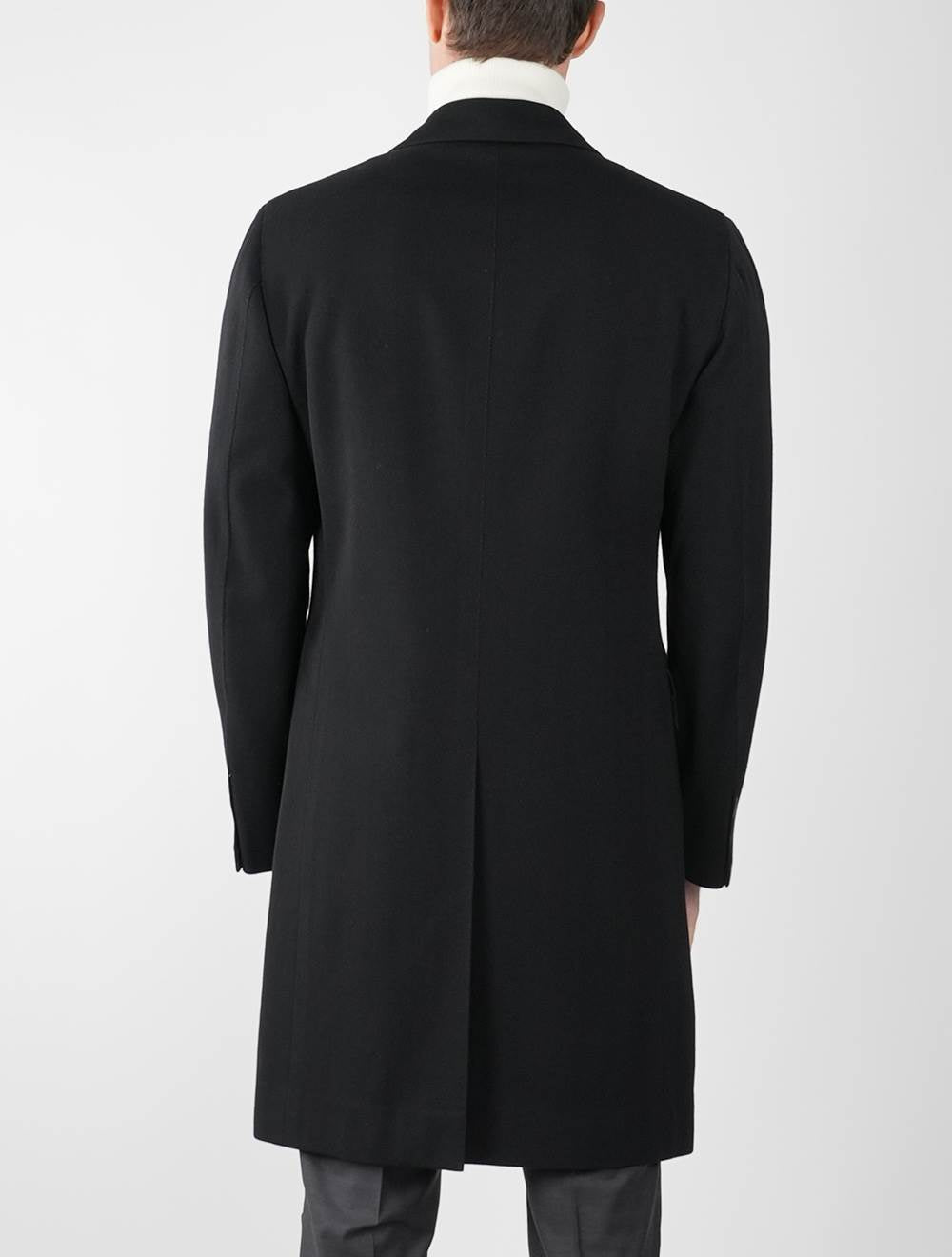 Cesare attolini juodos vilnos medvilnės paltas
