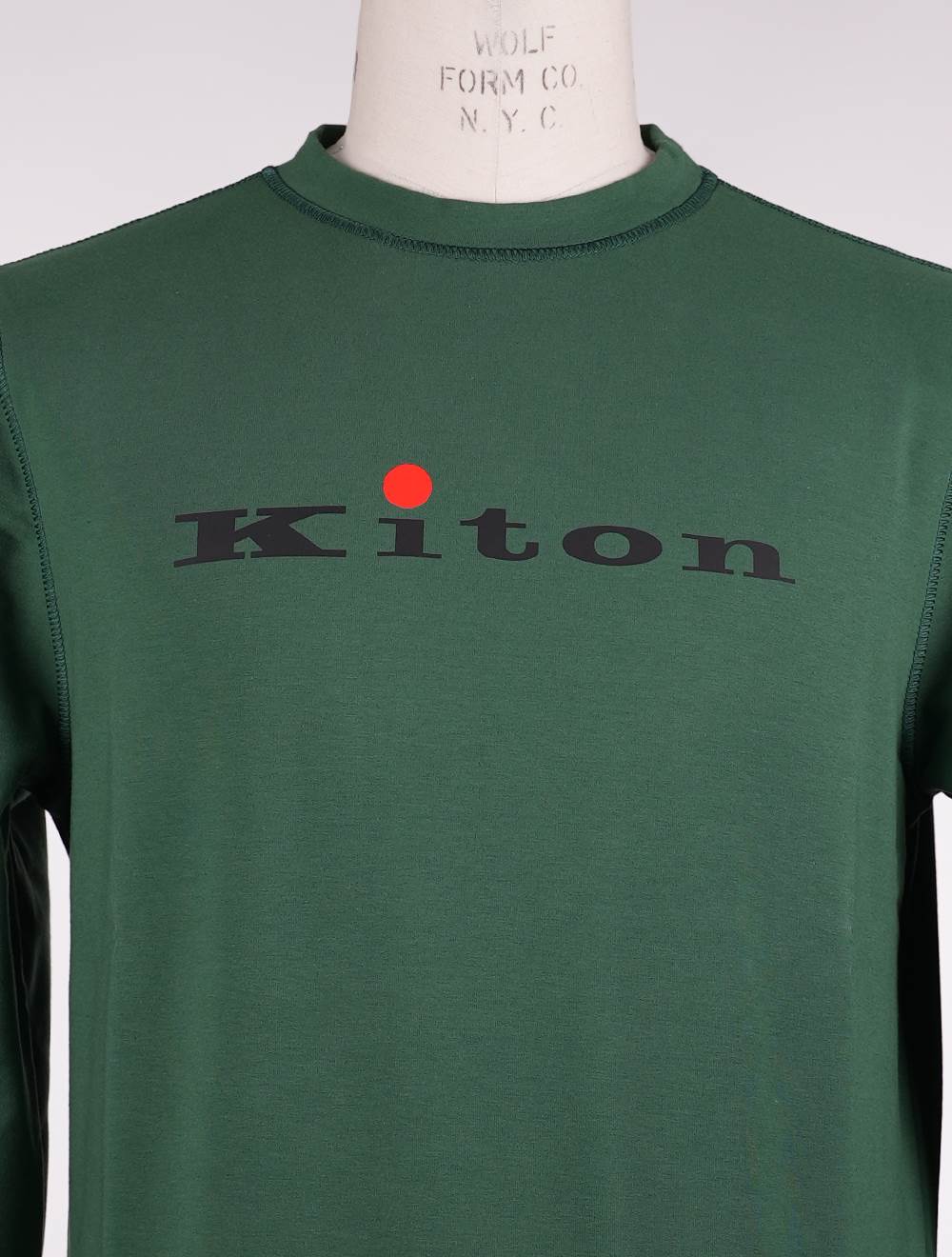 Kiton Pull Coton Vert Col Rond