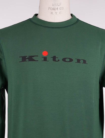 Kiton Jersey de cuello redondo de algodón verde