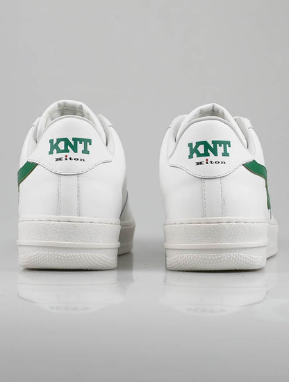 KNT Kiton 白色绿色皮革运动鞋