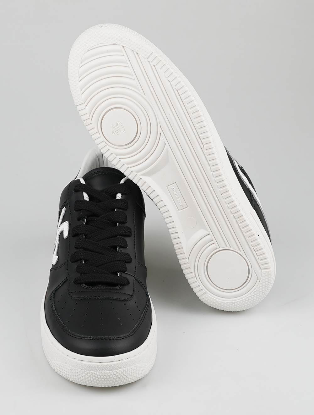 KNT Kiton Black White Leather Sneakers