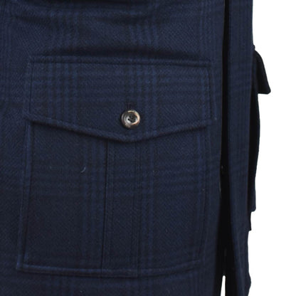 Cesare Attolini plava crna djevičanska vuna svizac krzneni kaput
