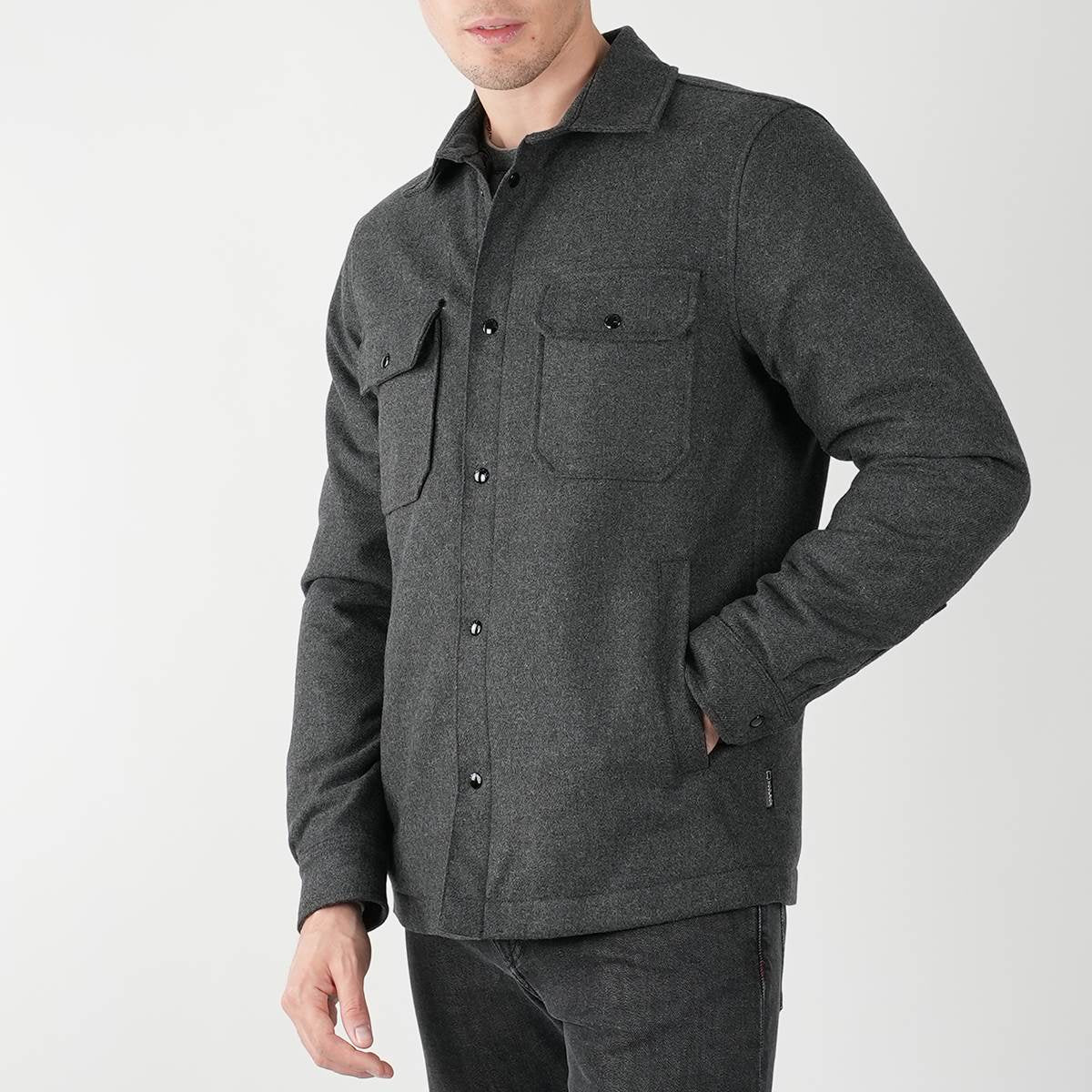 Woolrich Серое шерстяное пальто-рубашка Pl Pa из аляскинской шерсти
