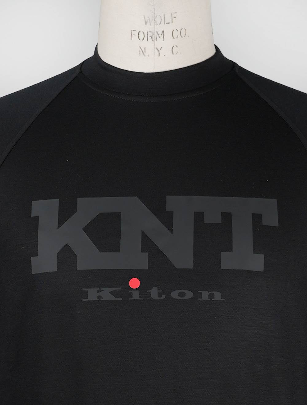 KNT KitonブラックビスコースEaセータークルーネック