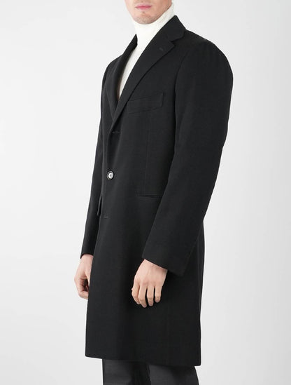 Cesare Attolini sort uld bomuld overfrakke