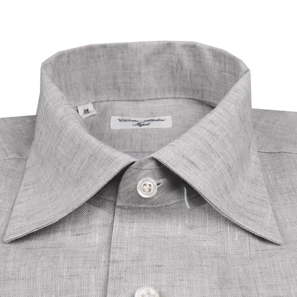 Cesare Attolini grijs linnen overhemd
