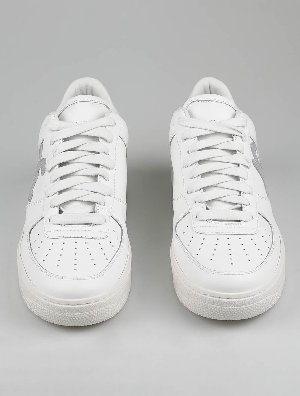KNT Kiton White Gray Leather Sneakers