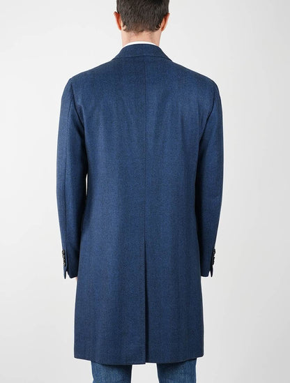 Cesare Attolini Blue Lambswool Wool Kašmírový kabát