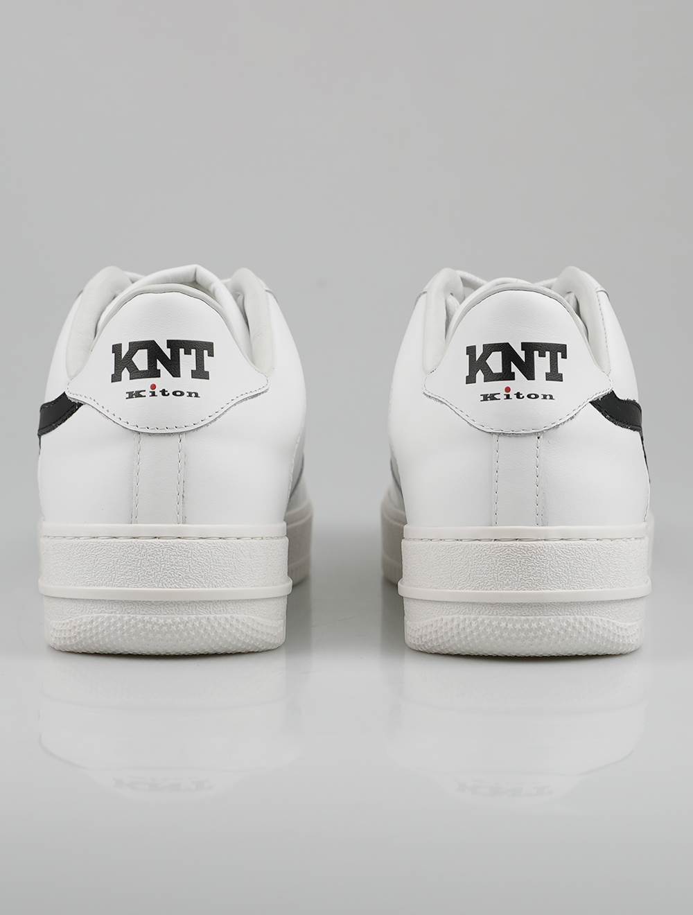 KNT Kiton hvid sort læders sneakers