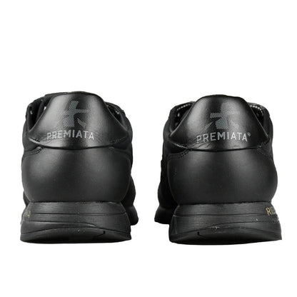 Premiata Black Leather Nylon Sneakers