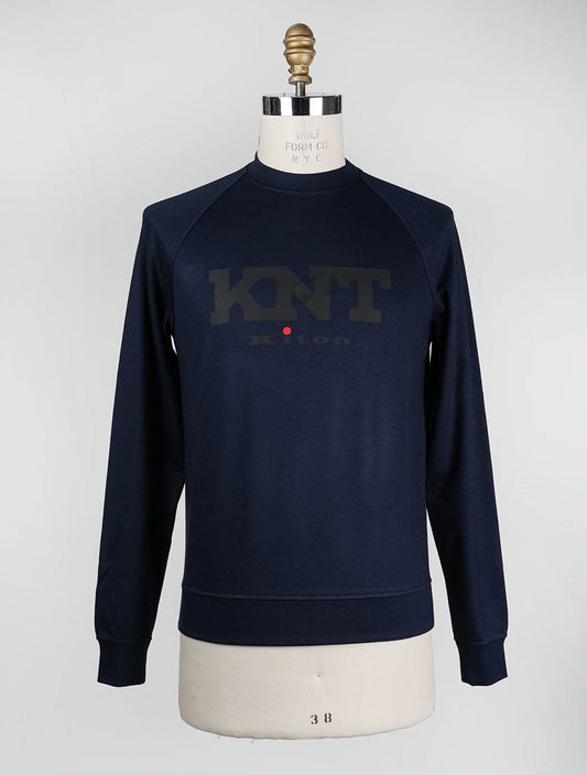 Suéter con cuello redondo de viscosa azul Kiton de KNT