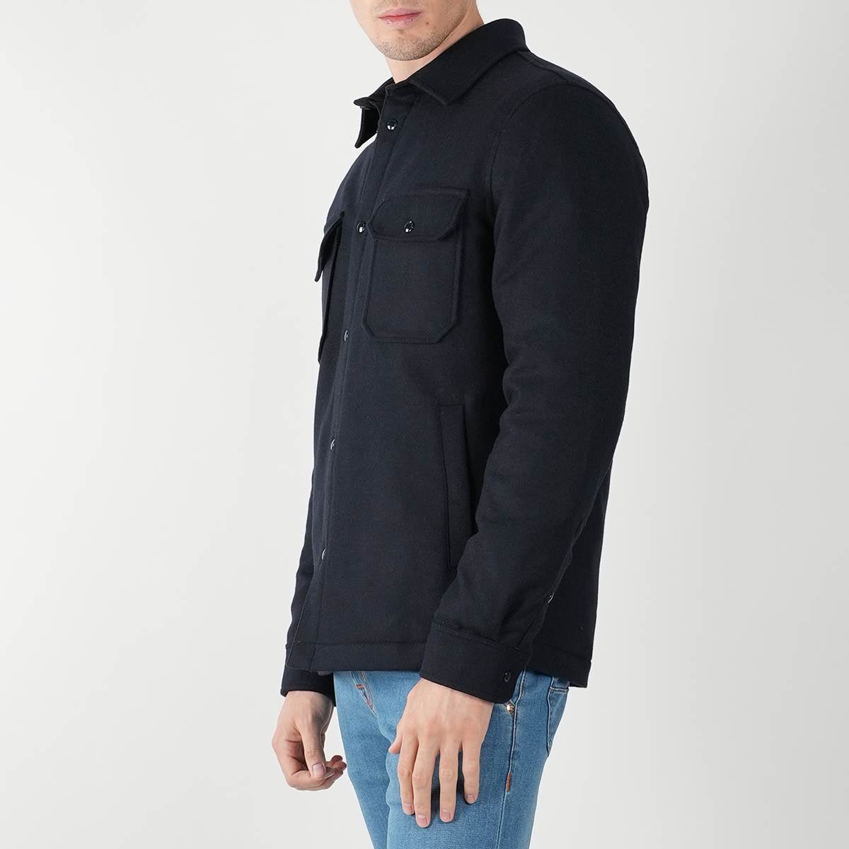 Шерстяное пальто-рубашка Woolrich синего цвета Pl Pa из аляскинской шерсти