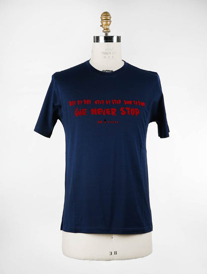 Kiton Blaues Baumwoll-T-Shirt