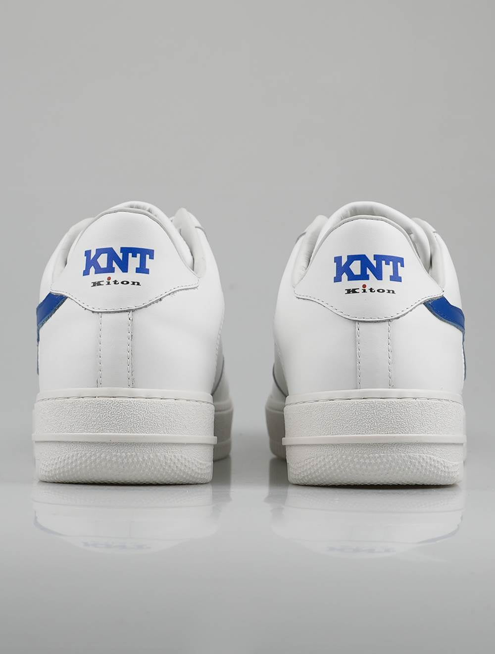 KNT Kiton Vita Blå Läder Sneakers