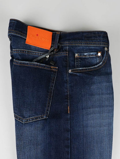 Kiton donkerblauwe katoenen Ea-jeans