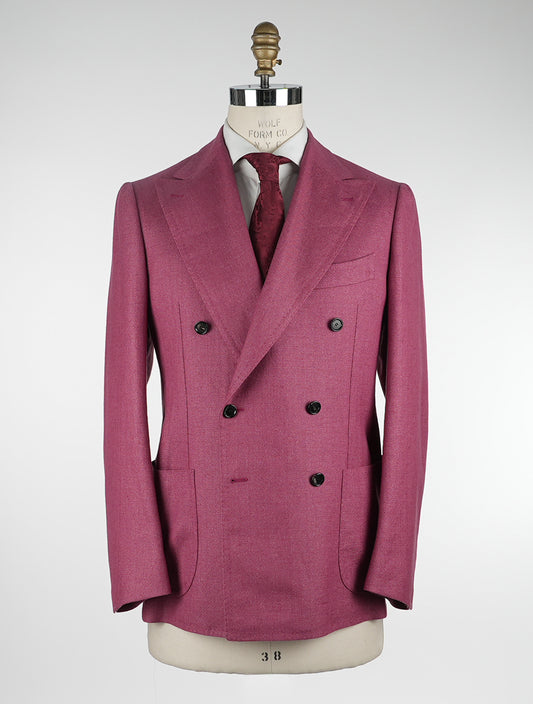 Розовый шерстяной льняной пиджак Cesare Attolini