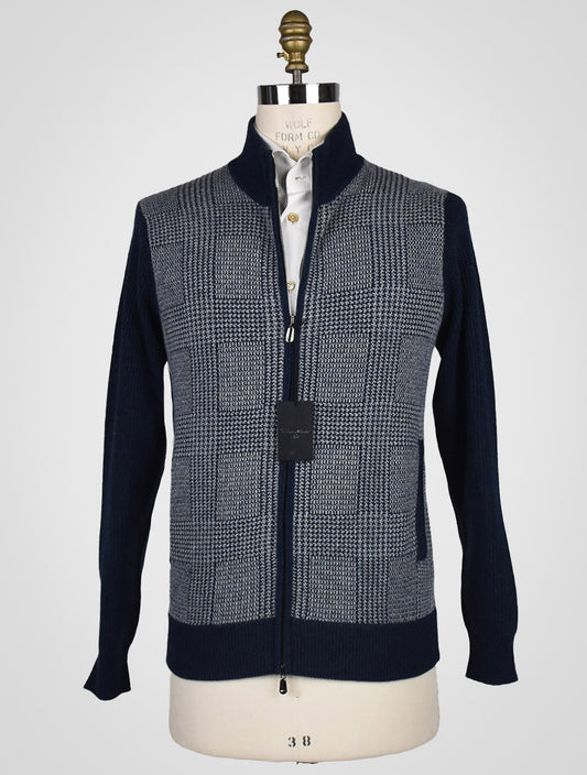 Cesare Attolini Blue Gray Cashmere Sweater Full zip