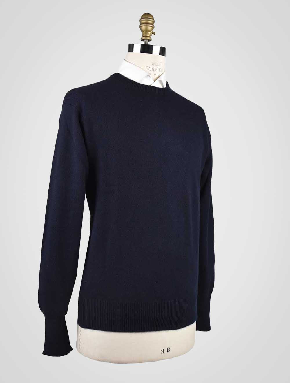 Синий кашемировый свитер с круглым вырезом Cesare Attolini
