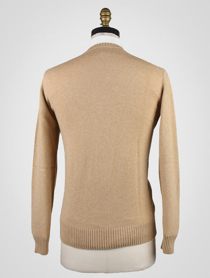 Бежевый кашемировый свитер с круглым вырезом Cesare Attolini