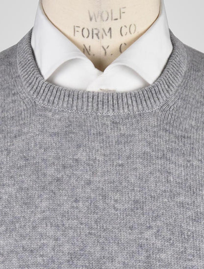 Серый кашемировый свитер с круглым вырезом Cesare Attolini