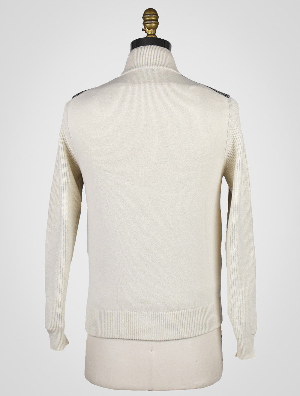 Cesare attolini bílý hnědý kašmírový svetr plný zip