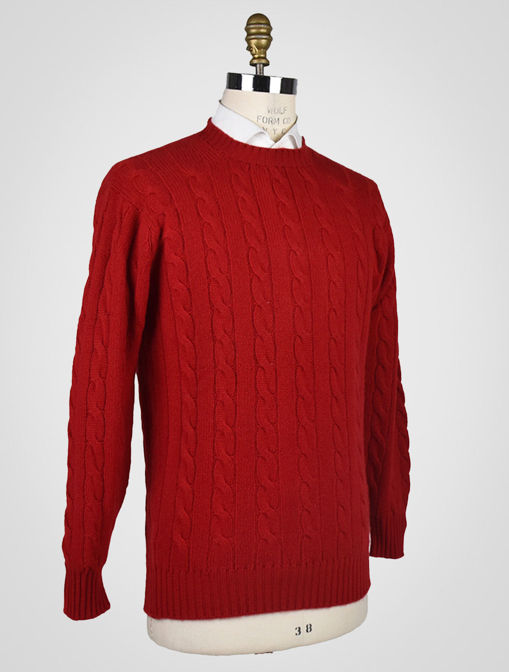 Cesare attolini raudonas kašmyras megztinis įgulos kaklas