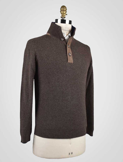 Cesare attolini brown cashmere sweater half button