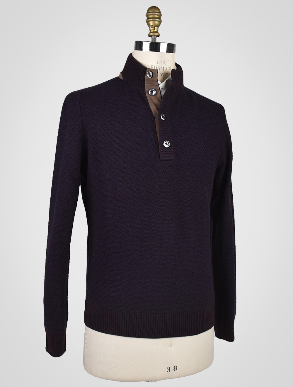Cesare Attolini flerfarvet uld kashmir sweater halv knap