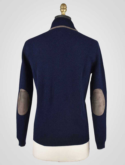 Cesare Attolini blå kashmir sweater halv knap