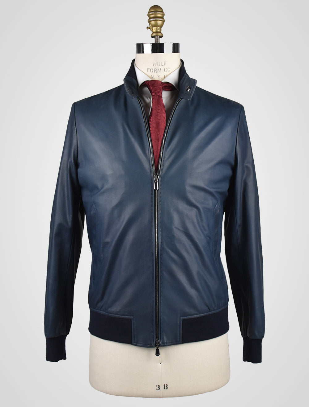 Cesare Attolini Blue Leather Coat