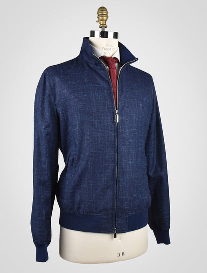 Cesare Attolini Blue Wool Silk Linen Coat