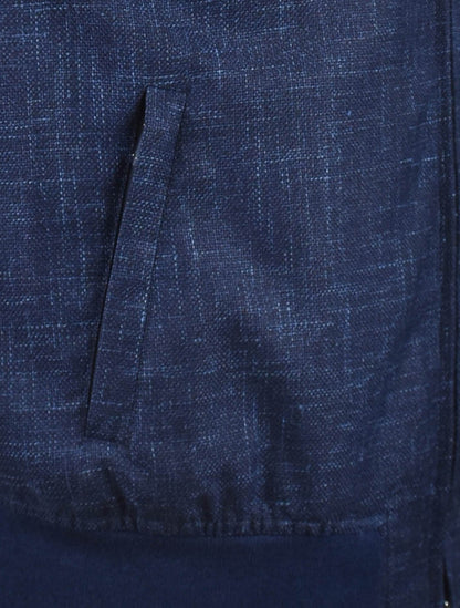Cesare Attolini blauwe wolzijde linnen jas