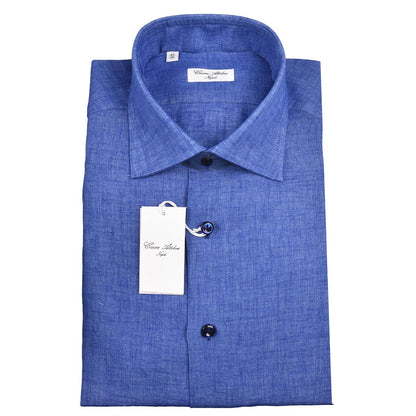 Cesare Attolini Blue Linen Shirt