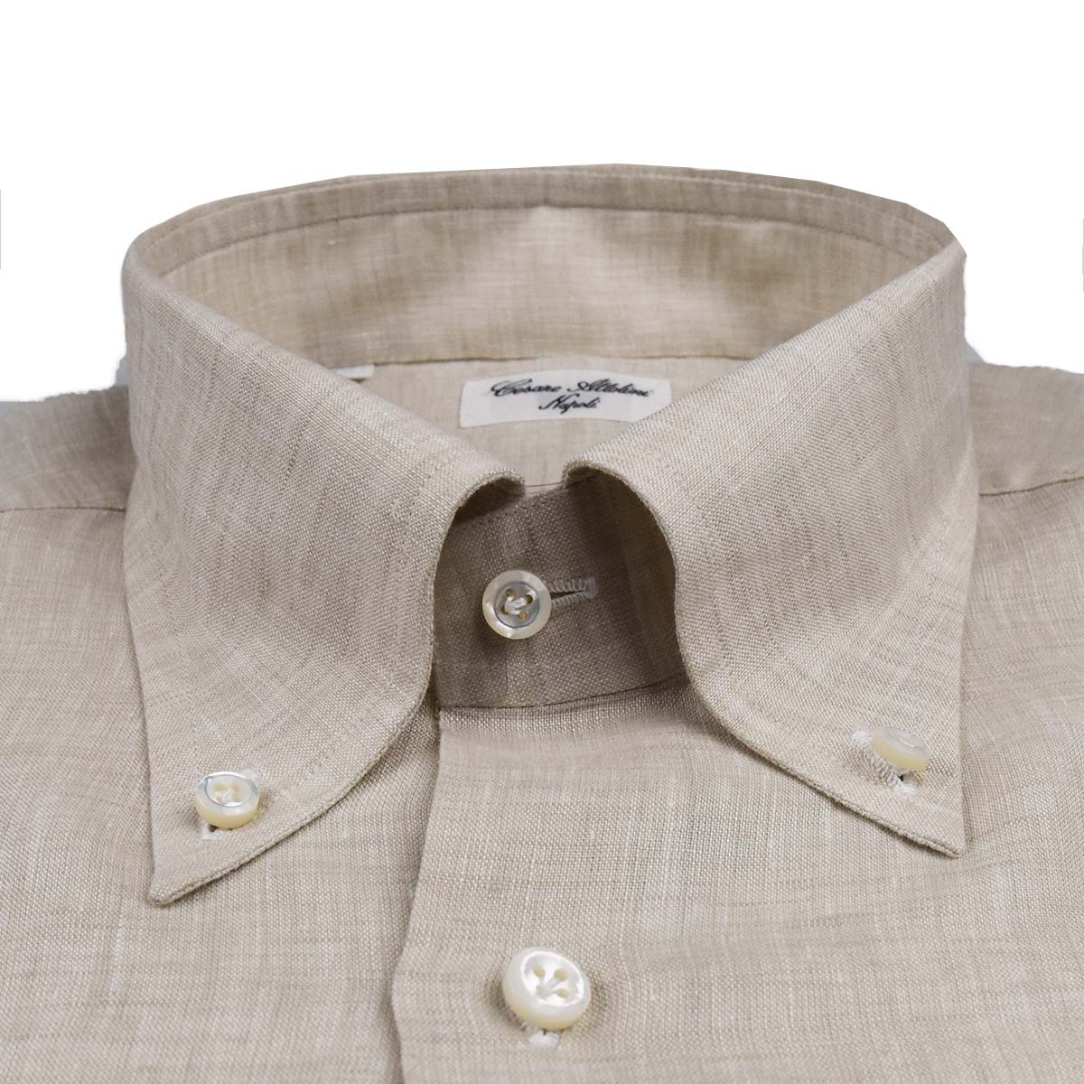Cesare attolini smėlio spalvos lininiai marškiniai