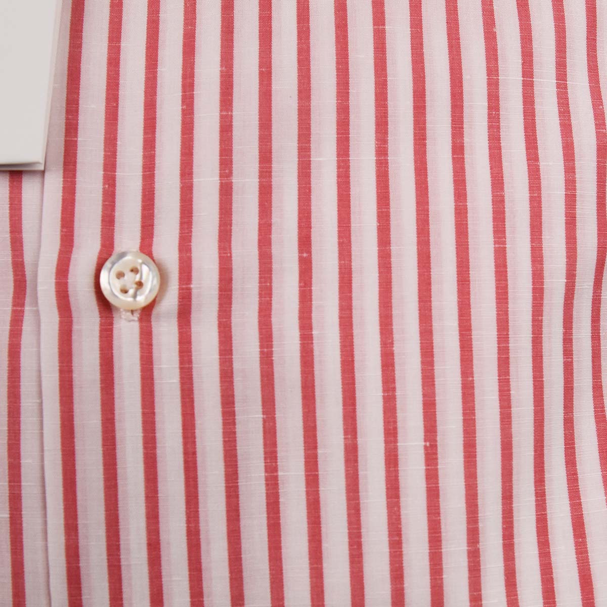 Cesare Attolini White Red Linen Cotton Shirt