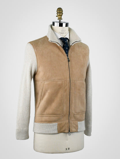 Fioroni Beige Shearling Leather Wool coat