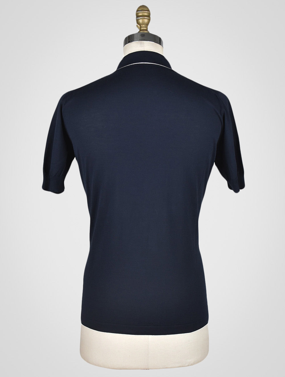 Хлопковая футболка-поло Fioroni синего цвета с молнией до половины