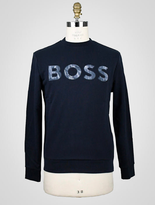 Синий хлопковый свитер Hugo Boss