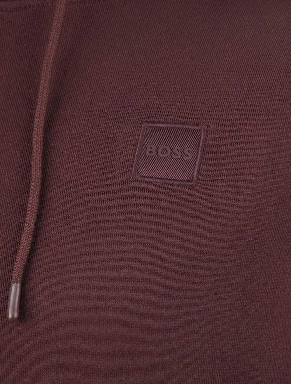 Hugo Boss sudadera con capucha de algodón burdeos
