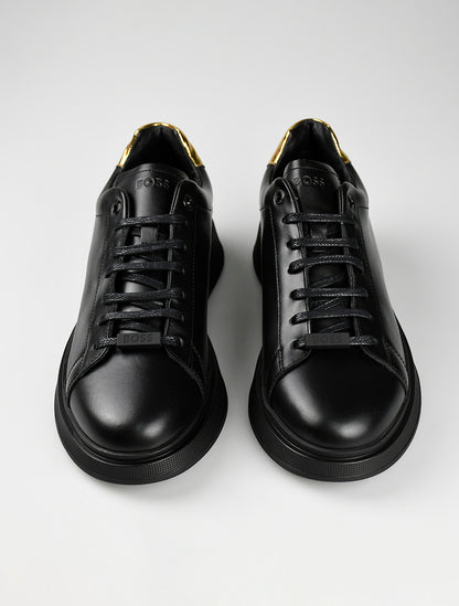 Черные кожаные кроссовки Hugo Boss