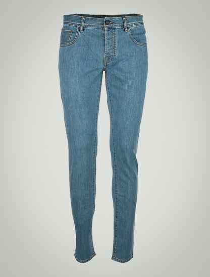 KNT Kiton lichtblauwe katoenen Pe-jeans