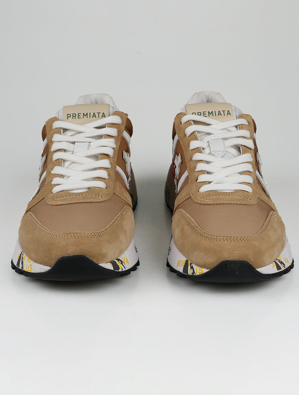 Premiata Beige White Pa Leather Sneakers