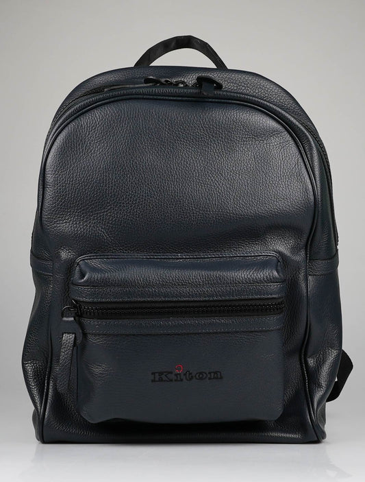Kiton Blue Leather Backpack