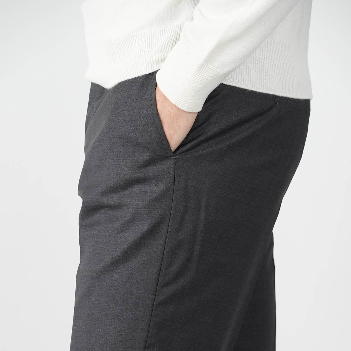 MARCO PESCAROLO Темно-серые шерстяные классические брюки 