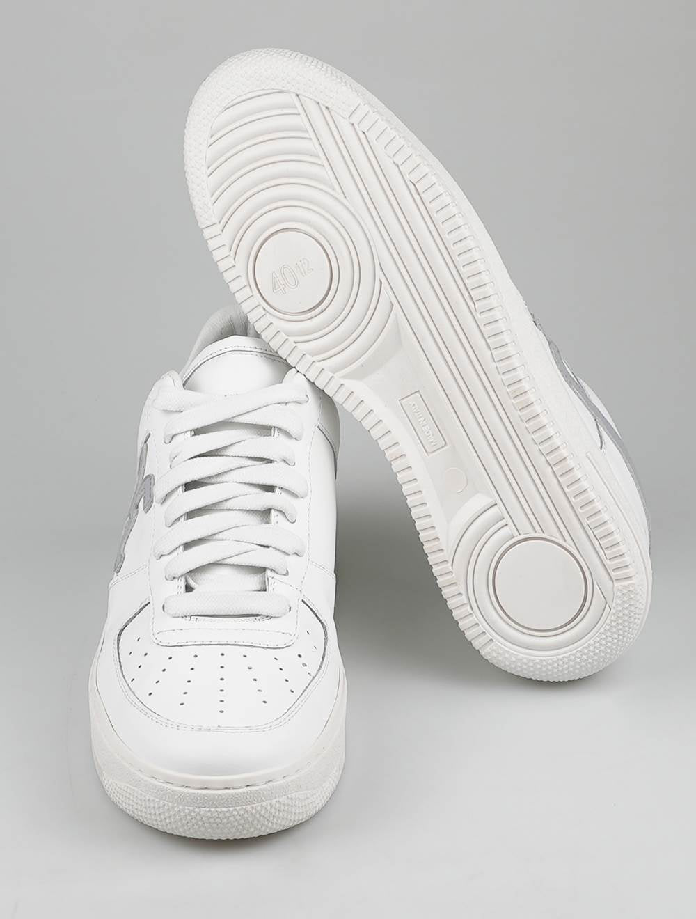 KNT Kiton White Gray Leather Sneakers