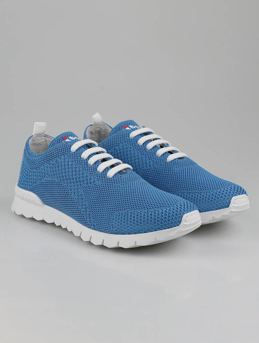 Kiton Light Blue Cotton Ea Sneakers