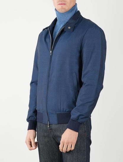 Cesare attolini modrý hedvábný kabát