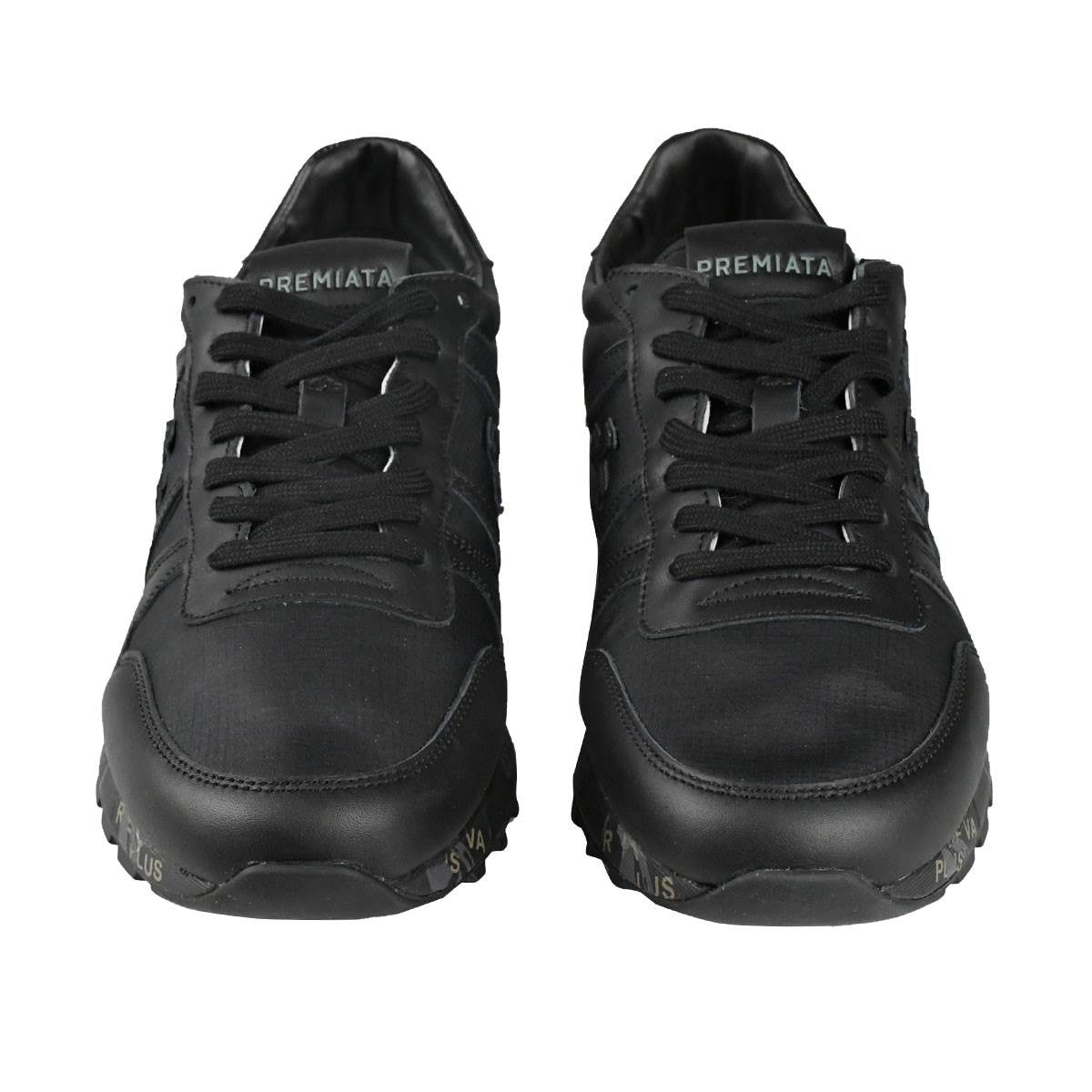 Premium Sneakers aus schwarzem Leder und Nylon